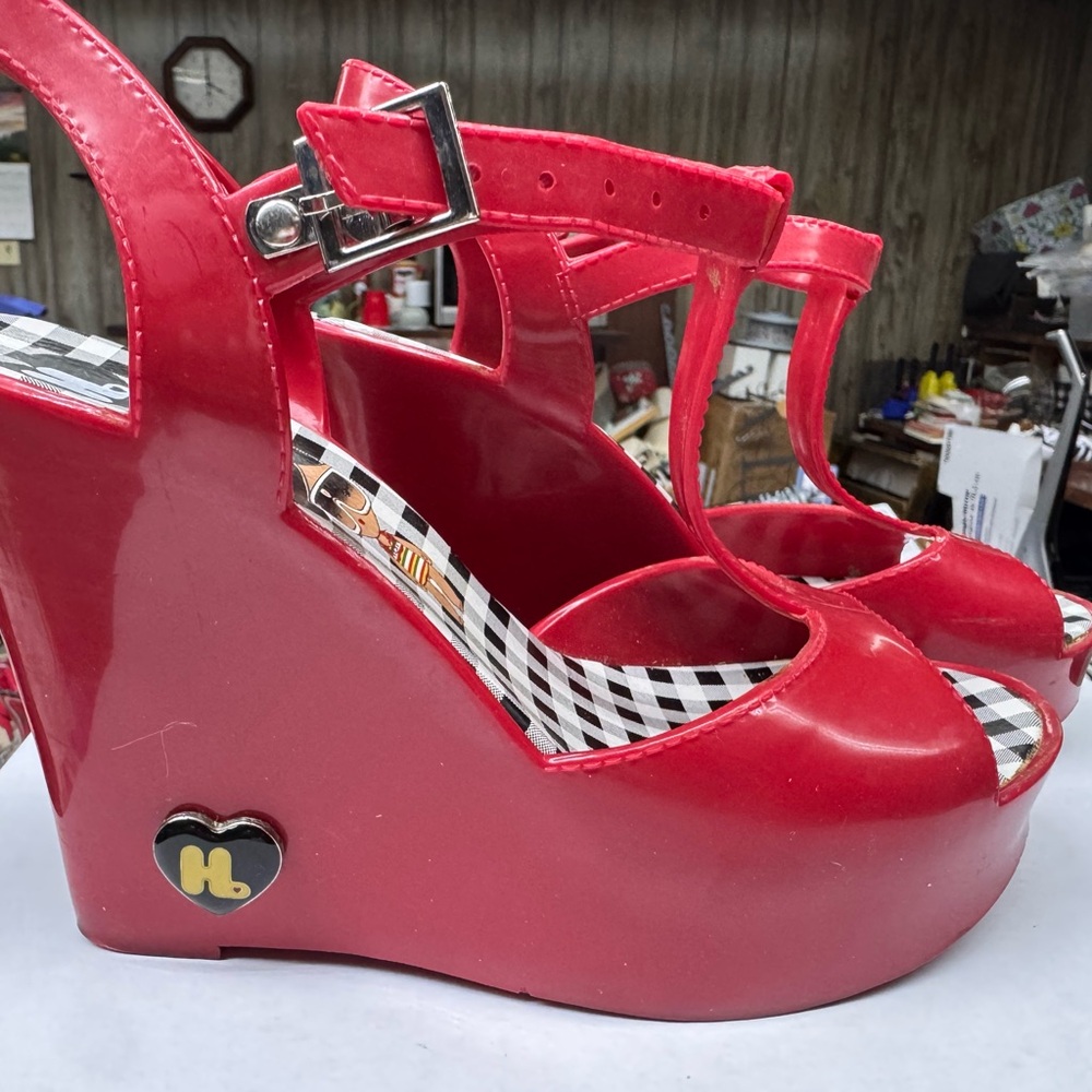 Y2K Harajuku Lovers Gwen Stefani Jelly Wedge Heels Size 6